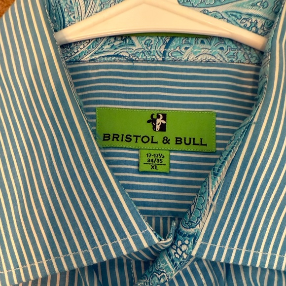 bristol and bull dress shirts Bristol & Bull Shirts | Blue Striped Dress Shirt Classic Collar | Color: Blue | Size: Xl